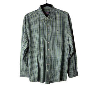 Vineyard Vines Men's Blue/Green Tartan Plaid Whale Shirt Size L